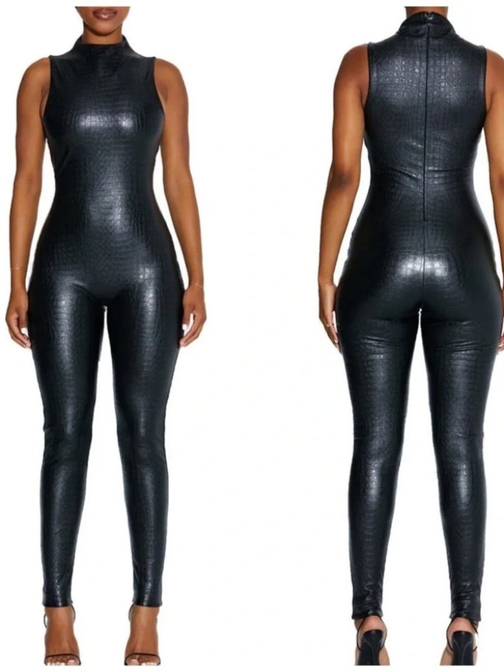 naked wardrobe Black Sleeveless Faux Leather Jumpsuit new with Tags.